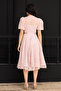 Balloon Sleeve Midi Lace Dress - Pudra - 7