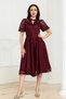 Balloon Sleeve Midi Lace Dress - Bordo