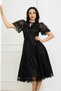 Balloon Sleeve Midi Lace Dress - Black - 4