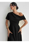 Women's Off-The-Shoulder Short Sleeves Pleated Long Crepe Evening Dress, Special Occasion-Event Dress - 5
