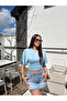 Blue Short Spanish Sleeve Basic T-Shirt - 5
