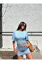 Blue Short Spanish Sleeve Basic T-Shirt - 4