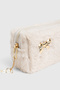 Plush Fabric Bowknot Detailed Pencil Case and Makeup Bag with Pearls - Aesthetic Soft Organizer - 4