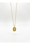 Rectangular Oval Stone Necklace - Gold