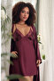 Women's Plum Plus Size Lace Satin Nightgown and Robe Set