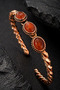 Three Rows of Red Agate Stones Copper Bracelet for Women, Authentic Natural Stone, Handmade, Stylish Design - 3