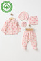 Gots Certified Fabric 100% Cotton Muslin 5-Piece Baby Girl Hospital Discharge Set Naturally Soft