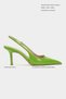 Parla Green Patent Leather Belt Detail Pointed Toe Women's Heeled Shoes - 2