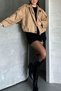 Oversize Beige Suede Fabric Jacket with Epaulet Detail - 3