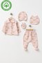 Gots Certified Fabric 100% Cotton Muslin 5-Piece Baby Girl Hospital Discharge Set Naturally Soft