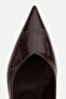 Women's Brown Pointed Toe Croco Thin High Heel Shoes - 5