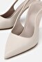 Women's Beige Patterned Pointed Toe Open Back Stiletto Heel U Shoes - 4