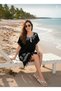 Cotton Black Printed Pareo – Cotton Beach Dress with Loose Fit, Tassel Detail Summer Pareo - 2