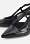 Women's Black Pointed Toe Patent Leather Thin Strap Mid-Heel Shoes - 3