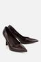 Women's Brown Pointed Toe Croco Thin High Heel Shoes - 2