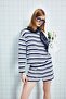 Loose Fit Boat Neck Striped T-Shirt H5148Ax26Sm