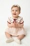 Baby Girl Birthday Party Wedding Dress Short Sleeve Lined Crown Ribbon Strawberry Collar - 4