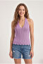 Women's Lace Look Openwork V-Neck Summer Sleeveless Blouse