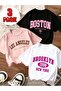 Girls' Boston-Losangeles-Brooklyn Printed 3-Pack T-Shirt