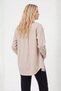 Women's Cotton Blend Terry Cotton Boyfriend Long Sleeve Basic Shirt Beige - 4