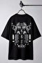 Men's dragon print black crew neck oversized t-shirt - 4
