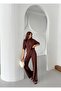 Women's half sleeve blouse and bottom lace-up wide leg two-piece set - 2