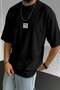 Men's Free Life Black Crew Neck Oversize Casual T-Shirt