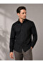 Regular Fit Long Sleeve Breathable Anti-Sweat Linen Textured Black Men's Shirt - 5