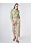Belt Detailed Viscose Trousers Cream
