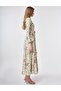 100% Cotton Belt Detailed Maxi Dress Cream - 5