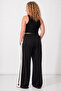 Women's White Striped Baggy Sweatpants - 4