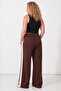 Women's White Striped Baggy Sweatpants - 4