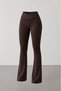Women's Extra High Waist Gathering Spanish Leg Ribbed Fabric Flexible Sports Casual Daily Leggings - 3