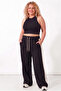 Women's White Striped Baggy Sweatpants - 2