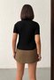 Women's Black Hair Braided Cotton Thin Knitwear Polo T-Shirt - 6