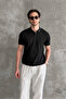 Men's Honeycomb Pattern Polo Collar Knitwear T-Shirt - 3