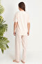 Women's Single Jersey Fabric Short Sleeve Pajama Set 26191 Salmon - 2