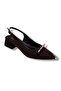 799-26 Suede Gold Buckle Short Square Heel Pointed Toe Women's Shoes