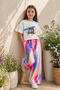 Girl's Printed T-Shirt and Patterned Casual Pants Set Daily Stylish and Comfortable Combination