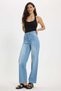 Women's Relax Fit Comfortable Cut 100% Cotton Wide Leg Light Blue Jean Denim Trousers with Pockets - 3