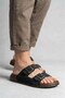 Letta Men's Black Double Buckle Anatomical Sole Daily Home and Outdoor Slippers - 3