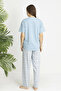 Women's Single Jersey Fabric Short Sleeve Pajama Set 26194 Baby Blue - 4