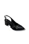 682-26 Leather Double Buckle Mid-Heel Open Back Women's Shoes (6cm)