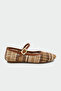 Jimini Genuine Leather Straw Weave Buckle Tan Women's Ballerinas
