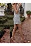 Women's Gray Shorts - High Waist, No Visible Underwear, Oversized, Adjustable Waist with Lacing - 2