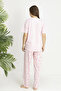 Women's Single Jersey Fabric Short Sleeve Pajama Set 26190 Pink - 2