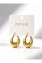 Gold Color Drop Hoop Earrings Non Tarnish Plated Stylish and Suitable for Daily Use Modern Earrings - 5