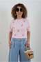 Pink Floral Embroidered Crew Neck Sweater - 3
