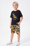Dinosaur and Boy Printed Camouflage Patterned Boys' T-Shirt Shorts Set Summer Cotton Comfortable Fit Set of 2 - 3