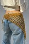 Mustard Yellow Sequined Knitted Waist Scarf and Bandana - Handmade Triangular Waist Belt - 4